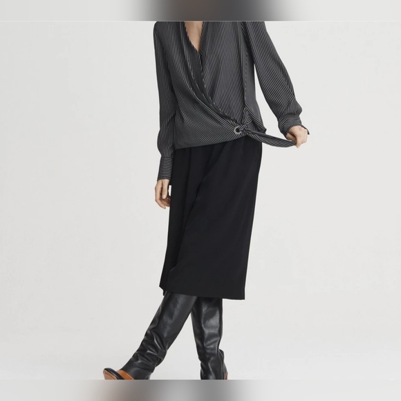 rag & bone Felix Popover Top in Black & White Stripes. - Picture 9 of 15